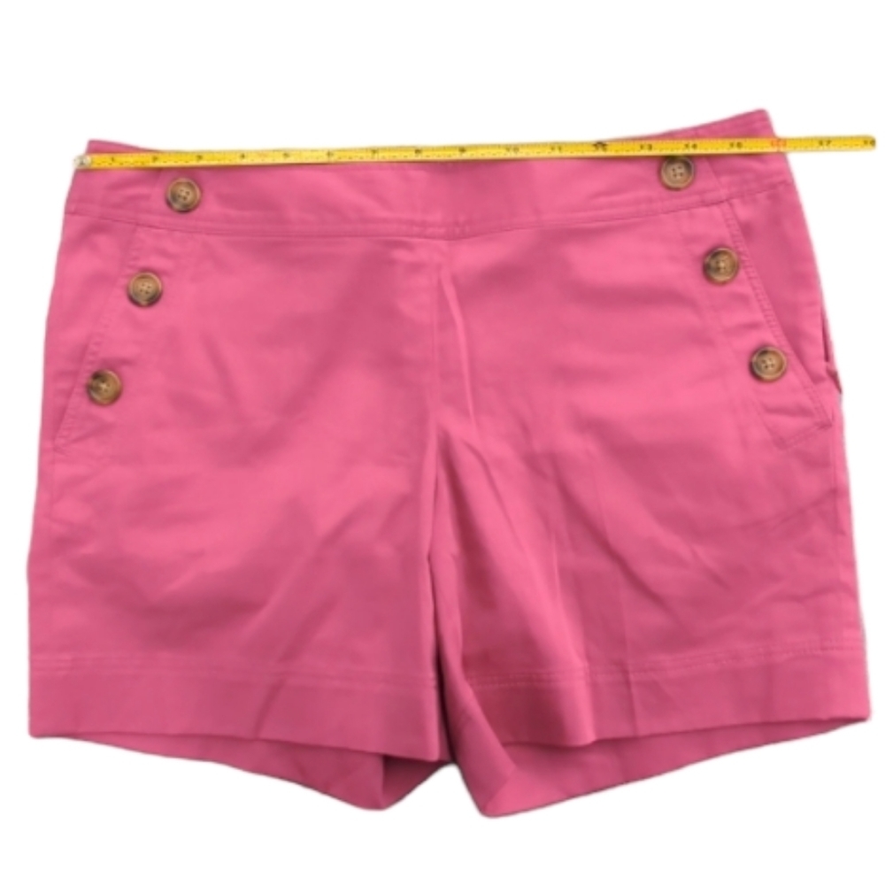 ANN Taylor Signature Pink High Waisted Sailor Shorts Sz 4 Double Button Summer - Picture 8 of 9